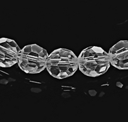 Krystalglas perle. Facetteret. Klar. 14 mm. 1 streng